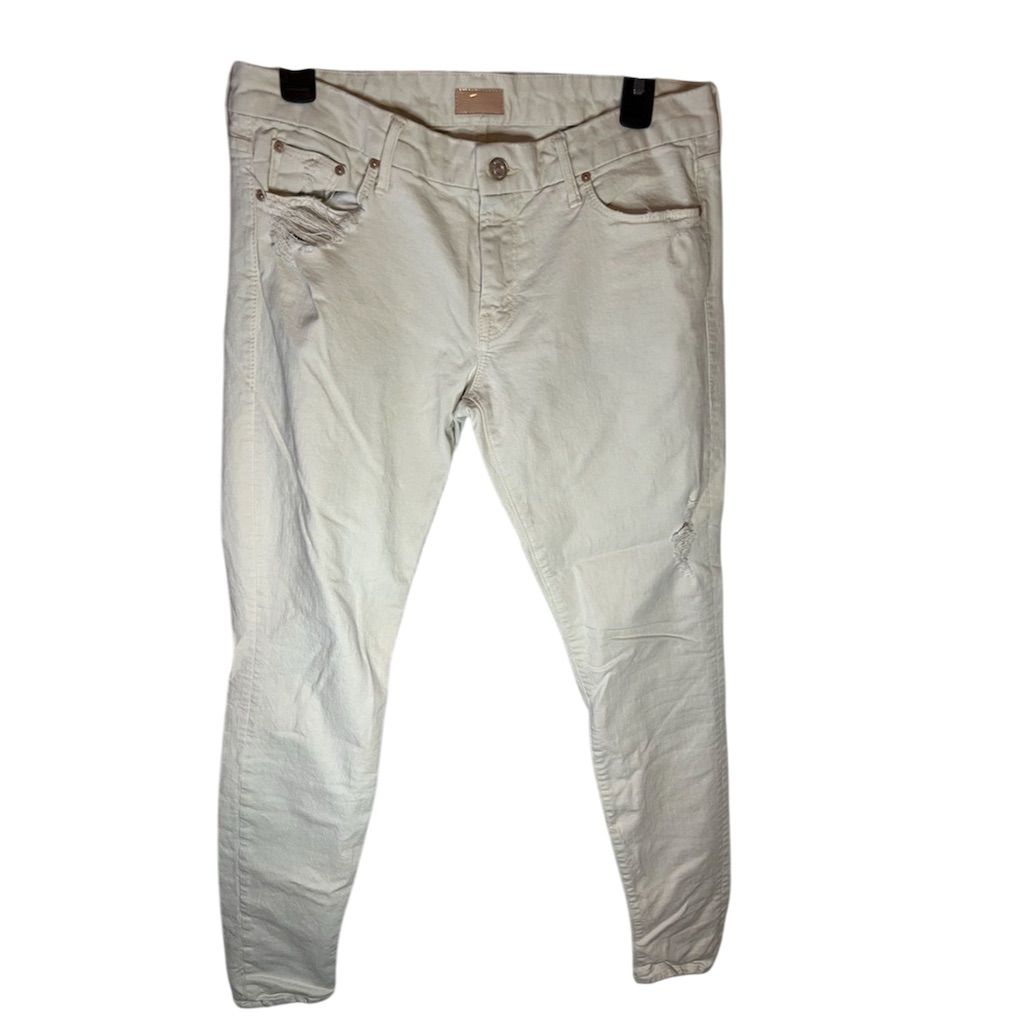 Mother The Looker Women's Size 31 Beige Destroyed Skinny Jeans